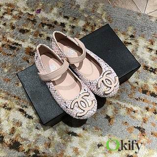 Okify Chanel Logo C Princess Shoes Pink Color for children 26-35 - 1