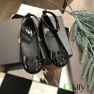 Okify Chanel Mary Jane Shoes Black Color for children 26-35 - 1