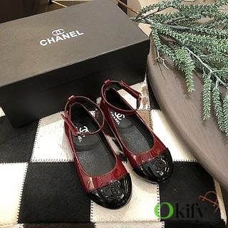 Okify Chanel Mary Jane Shoes Red Color for children 26-35 - 1