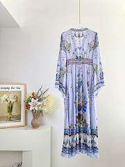 Okify Camilla silk printed V-neck long dress XS-L - 4