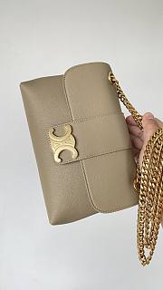 Okify Celine Chain Shoulder Bag Claude In Triomphe Canvas Milk Tea Color 23*14*8 cm - 1