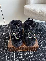 Okify Moon Boot Icon Black Faux-Fur Beads Short Boots 35-41 - 1