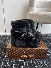 Okify Moon Boot Icon Black Faux-Fur Beads Short Boots 35-41 - 3