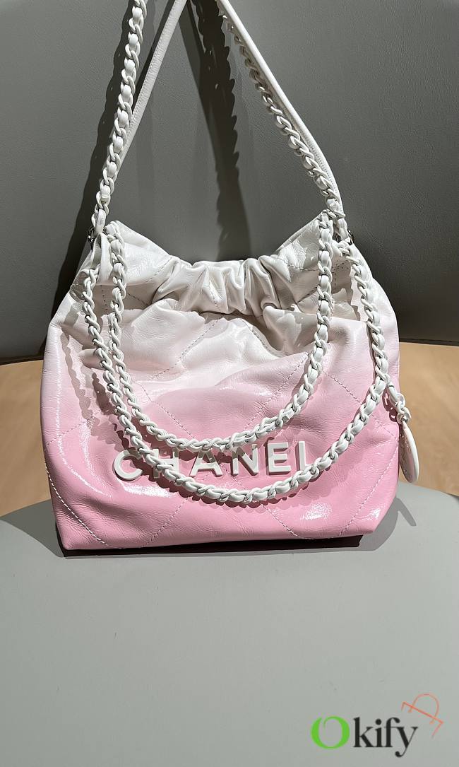 Okify Chanel 22 mini pink and white gradient color handbag 20x19x6cm - 1