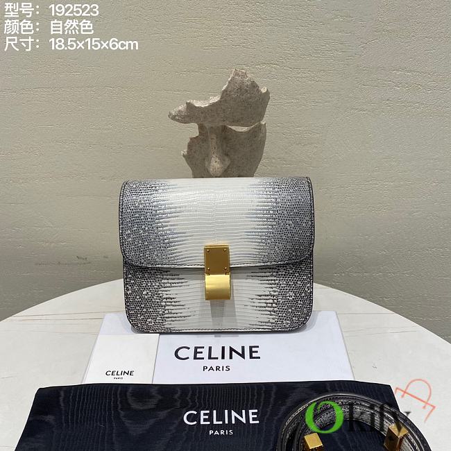 Okify Celine lizard medium classic box flap bag 18.5×15×6cm - 1