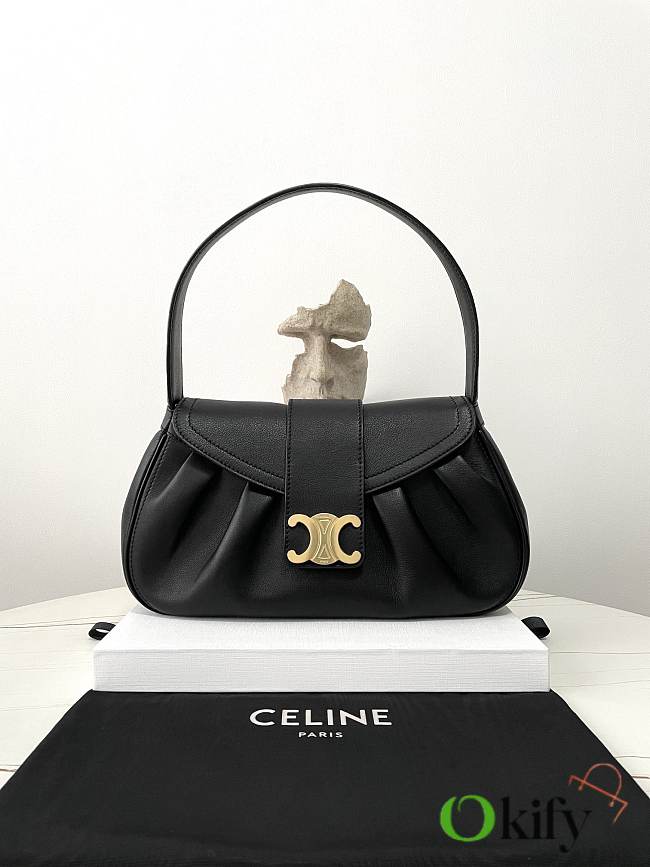 Okify Celine Medium Polly Bag in Supple Calfskin-Black 33×19×9cm - 1