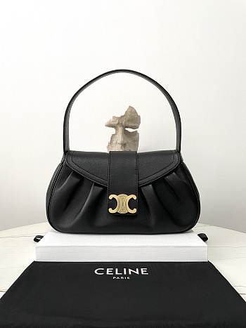 Okify Celine Medium Polly Bag in Supple Calfskin-Black 33×19×9cm