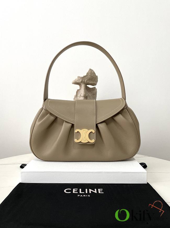 Okify Celine Medium Polly Bag in Supple Calfskin-Brown 33×19×9cm - 1