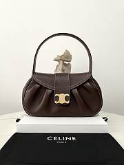 Okify Celine Medium Polly Bag in Supple Calfskin-Dark Brown 33×19×9cm - 1