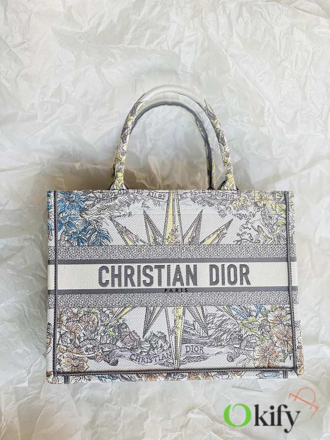 Okify Dior Book Medium Tote White Multicolor 36*27*15 cm - 1