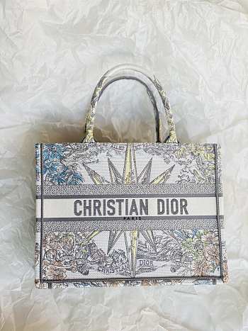 Okify Dior Book Medium Tote White Multicolor 36*27*15 cm