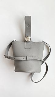 Okify Loewe Mini Pebble bucket in mellow calfskin grey color 16*16*19.5 cm - 1