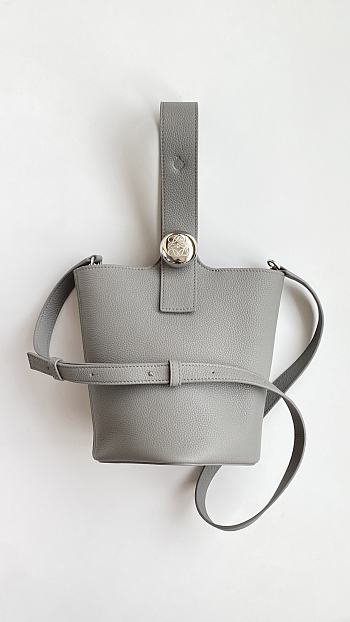 Okify Loewe Mini Pebble bucket in mellow calfskin grey color 16*16*19.5 cm