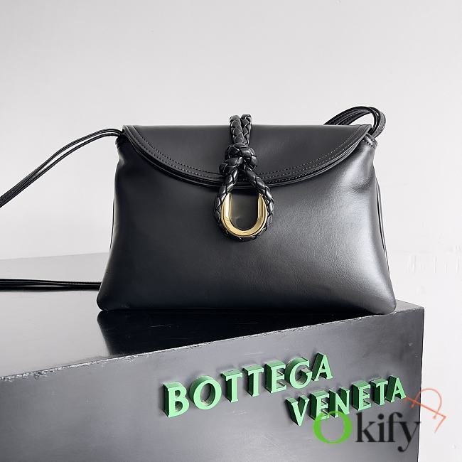 Okify Bottega Veneta Small Liberta Cross-body Black bag in smooth calf leather 27x16x6cm - 1