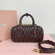 Okify Miumiu Arcadie quilted nappa leather bag S-wide in brown color 22x10.5x7.5cm - 2