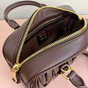 Okify Miumiu Arcadie quilted nappa leather bag S-wide in brown color 22x10.5x7.5cm - 3