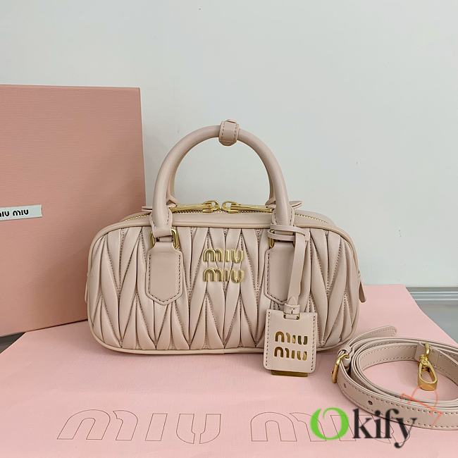 Okify Miumiu Arcadie quilted nappa leather bag S-wide in powder pink color 22x10.5x7.5cm - 1