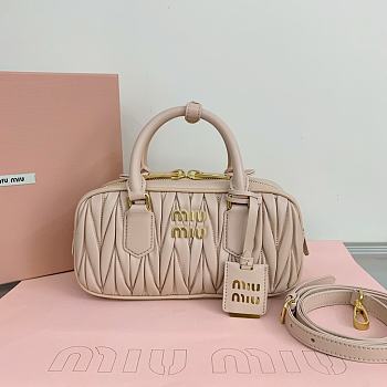 Okify Miumiu Arcadie quilted nappa leather bag S-wide in powder pink color 22x10.5x7.5cm