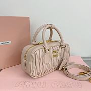 Okify Miumiu Arcadie quilted nappa leather bag S-wide in powder pink color 22x10.5x7.5cm - 3