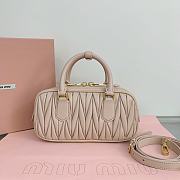 Okify Miumiu Arcadie quilted nappa leather bag S-wide in powder pink color 22x10.5x7.5cm - 4