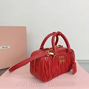 Okify Miumiu Arcadie quilted nappa leather bag S-wide in red color 22x10.5x7.5cm - 4