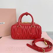 Okify Miumiu Arcadie quilted nappa leather bag S-wide in red color 22x10.5x7.5cm - 3