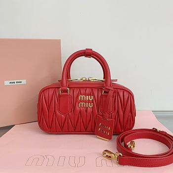 Okify Miumiu Arcadie quilted nappa leather bag S-wide in red color 22x10.5x7.5cm