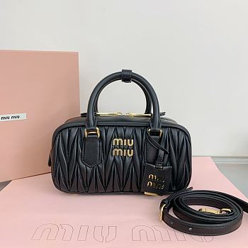 Okify Miumiu Arcadie quilted nappa leather bag S-wide in black color 22x10.5x7.5cm