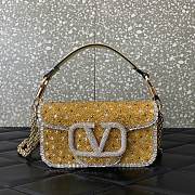 Okify Valentino Garavani Mini Loco bag with crystal and sequin beads in yellow color 20x11x5 cm - 1