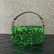 Okify Valentino Garavani Mini Loco Embroidered Handbag With Swarovski Crystal in Green 19x10.5x5cm - 2