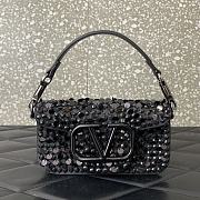 Okify Valentino Garavani Mini Loco Embroidered Handbag With Swarovski Crystal in Black 19x10.5x5cm - 1