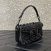 Okify Valentino Garavani Mini Loco Embroidered Handbag With Swarovski Crystal in Black 19x10.5x5cm - 2