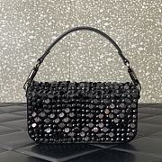 Okify Valentino Garavani Mini Loco Embroidered Handbag With Swarovski Crystal in Black 19x10.5x5cm - 3