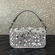 Okify Valentino Garavani Mini Loco Embroidered Handbag With Swarovski Crystal in Silver 19x10.5x5cm - 3