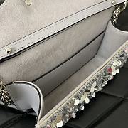 Okify Valentino Garavani Mini Loco Embroidered Handbag With Swarovski Crystal in Silver 19x10.5x5cm - 4