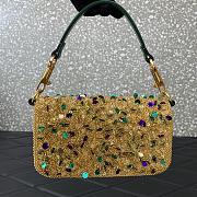 Okify Valentino Garavani Mini Loco Embroidered Handbag With Swarovski Crystal in Green-Yellow 19x10.5x5cm - 3