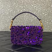 Okify Valentino Garavani Mini Loco Embroidered Handbag With Swarovski Crystal in Purple 19x10.5x5cm - 3