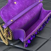 Okify Valentino Garavani Mini Loco Embroidered Handbag With Swarovski Crystal in Purple 19x10.5x5cm - 2