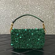 Okify Valentino Garavani Mini Loco Embroidered Handbag With Swarovski Crystal in Dark Green 19x10.5x5cm - 4