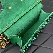 Okify Valentino Garavani Mini Loco Embroidered Handbag With Swarovski Crystal in Dark Green 19x10.5x5cm - 2