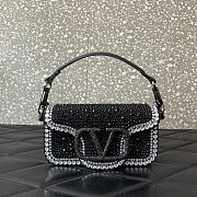 Okify Valentino Garavani Mini Loco Handbag With Swarovski Crystal Diamond in Black 19x10.5x5cm - 1