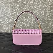 Okify Valentino Garavani Loco Small Woven Leather Shoulder Bag in Pink 19x10.5x5cm - 2