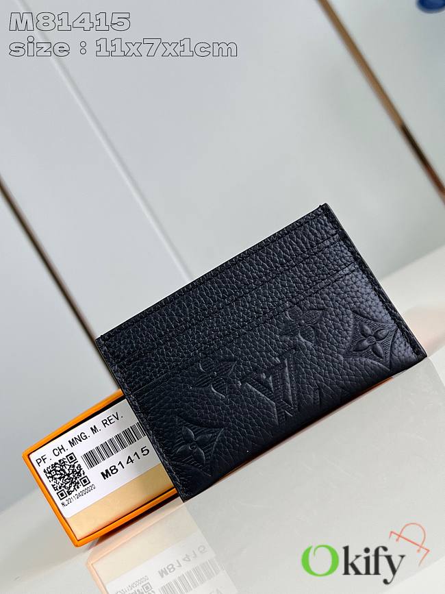 Okify Louis Vuitton Monogram Shadow Black Leather Card Holder M81415 11x7x1cm - 1