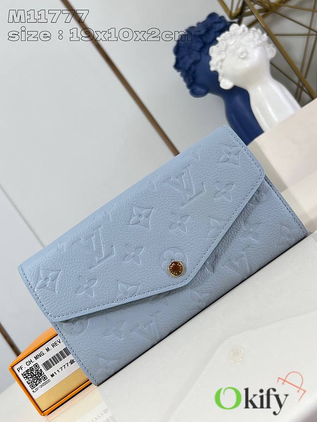 Okify Louis Vuitton classic Sarah wallet in blue 19x10x2 cm M11777  - 1