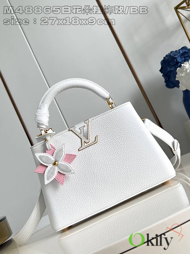 Okify Louis Vuitton white flower ornament small capucines bag 27 x 17 x 14 cm M21416  - 1