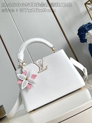 Okify Louis Vuitton white flower ornament small capucines bag 27 x 17 x 14 cm M21416 