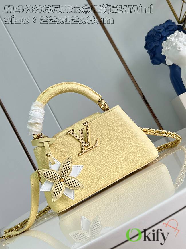 Okify Louis Vuitton yellow flower ornament mini capucines bag 21x14x8cm M11351  - 1