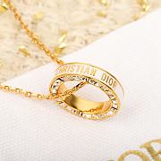 Okify Dior Letter Square Gold Diamond Necklace - 3