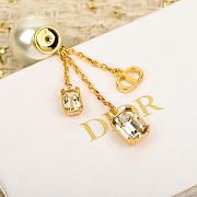 Okify Dior pearl tassel rhinestone earrings  - 2