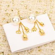 Okify Dior pearl tassel rhinestone earrings  - 4